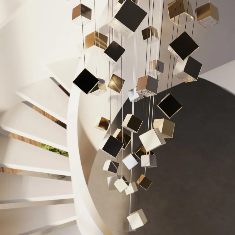 Crystal and Metal Cube Pendant | Pyrite
