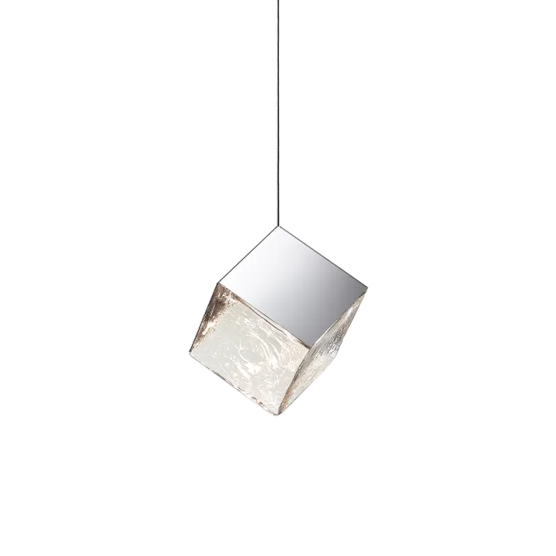 Crystal and Metal Cube Pendant | Pyrite