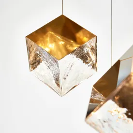 Crystal and Metal Cube Pendant | Pyrite