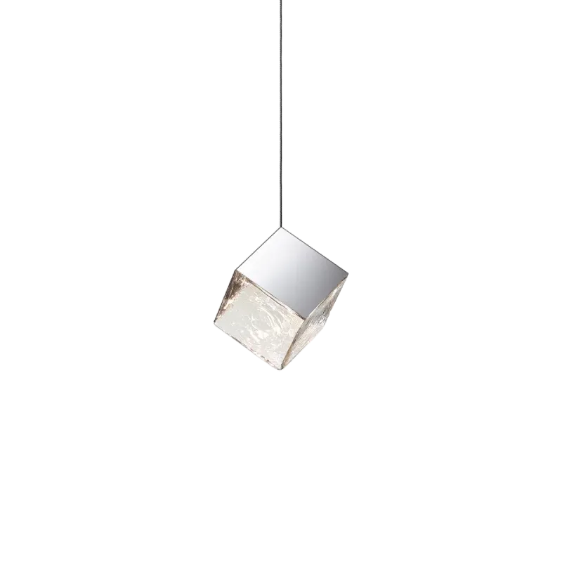 Crystal and Metal Cube Pendant | Pyrite