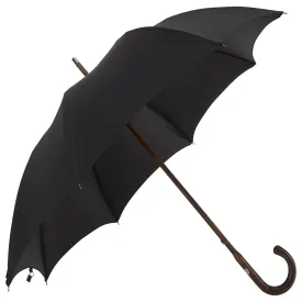 Dark Maple Wood-Handle Solid Black Umbrella