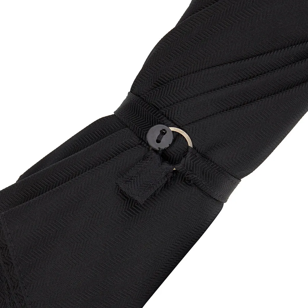 Dark Maple Wood-Handle Solid Black Umbrella
