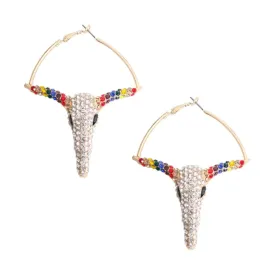 Dazzling Rainbow Rhinestone Bullock Earrings: Elevate Your Style