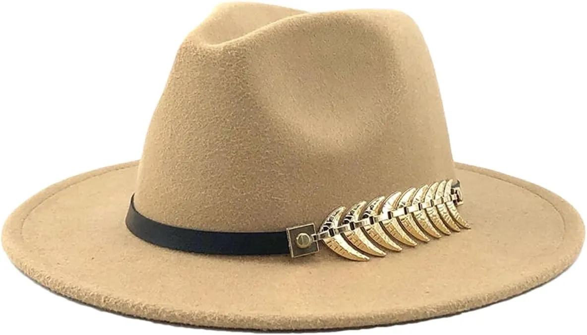 Dcvmvmn Men Women Wide Brim Wool Jazz Fedora Hats Solid Color Panama Hat Party Formal Trilby Hat