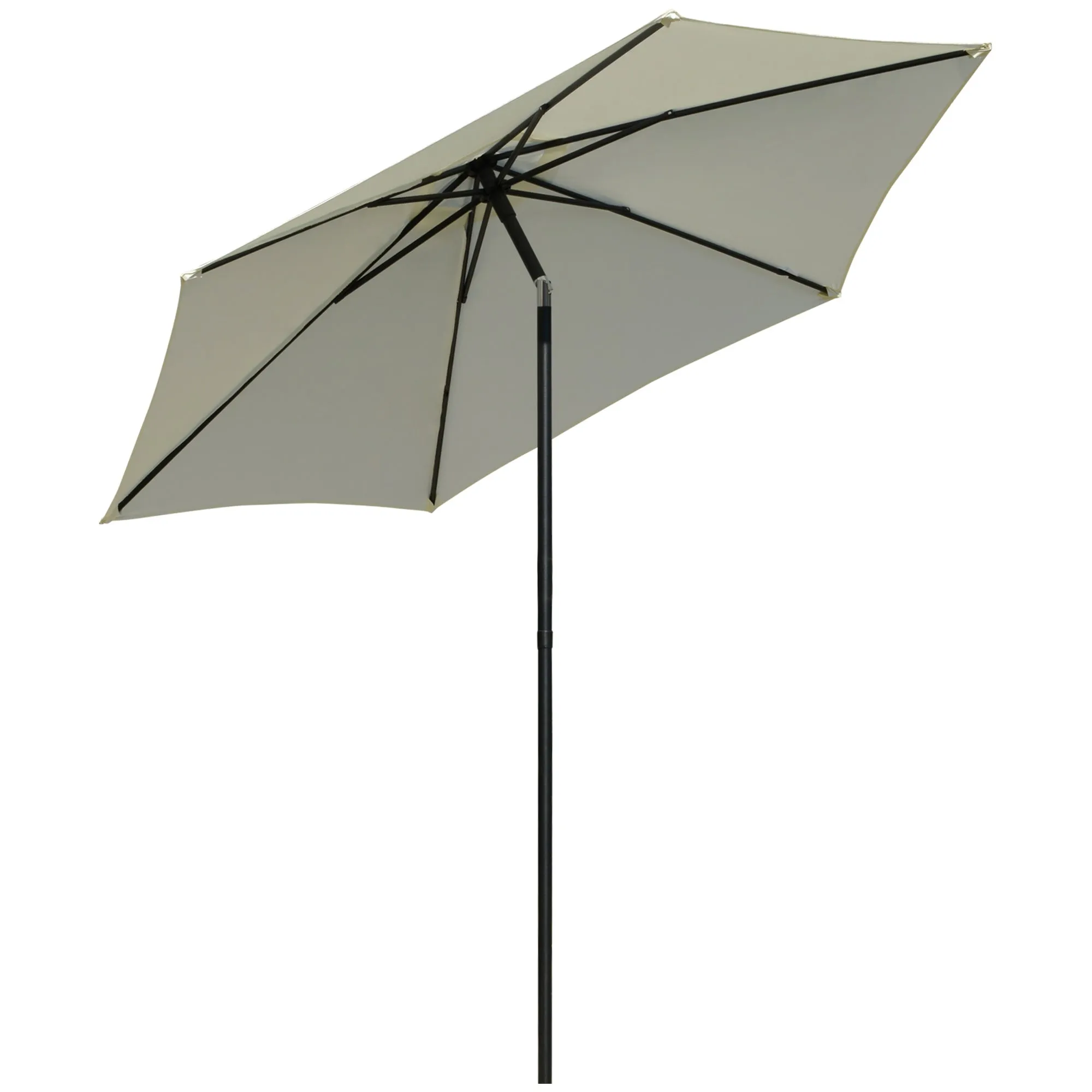 Easycomfort Ombrellone da Giardino 2.6x2.5 m Anti UV Protezione 30  con Testa Inclinabile, Palo in Alluminio e 6 Stecche, Bianco Crema