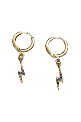 Farrah B Lightning Rainbow Pave Huggie Earrings