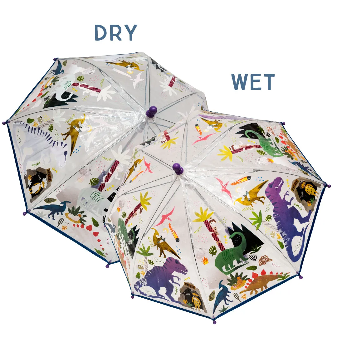Floss & Rock Transparent Colour Changing Umbrella - Dino