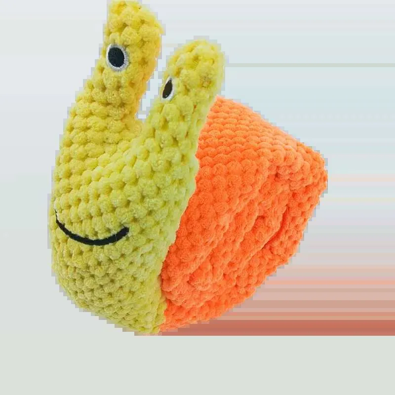Foldable Snail Dog Puzzle Feeder – Interactive Squeaky Plush Toy