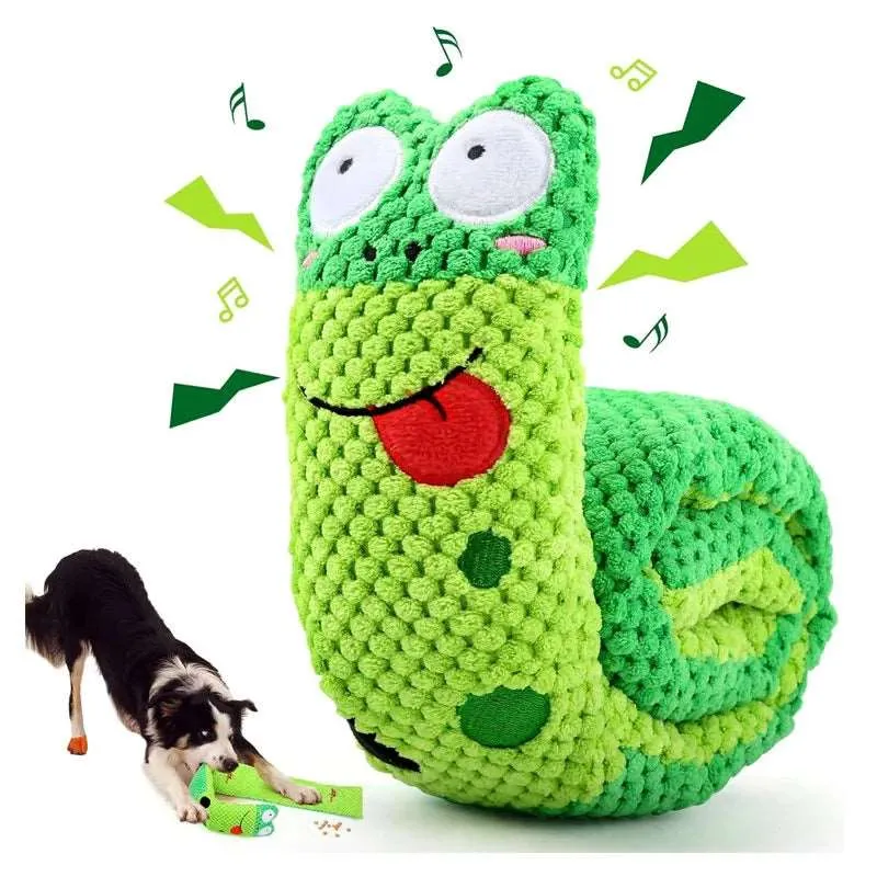 Foldable Snail Dog Puzzle Feeder – Interactive Squeaky Plush Toy