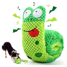 Foldable Snail Dog Puzzle Feeder – Interactive Squeaky Plush Toy