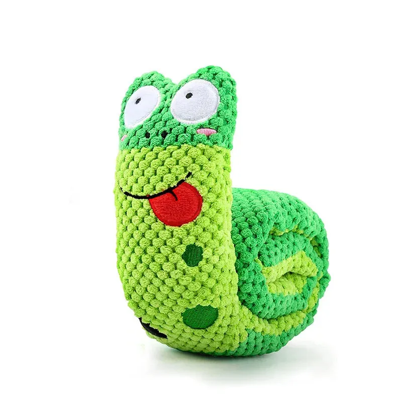 Foldable Snail Dog Puzzle Feeder – Interactive Squeaky Plush Toy