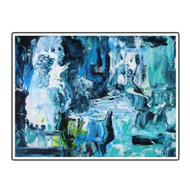 Framed horizontal blue & teal abstract wall art print