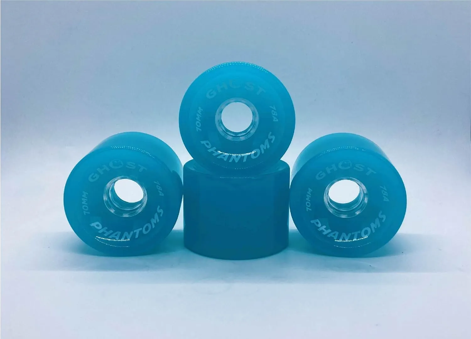 Ghost Wheels, Jelly Phantoms, 70MM 78A, Semi-Transparent, Longboard Wheels, Great for Cruising and Carving, ABEC-7 Bearings Included