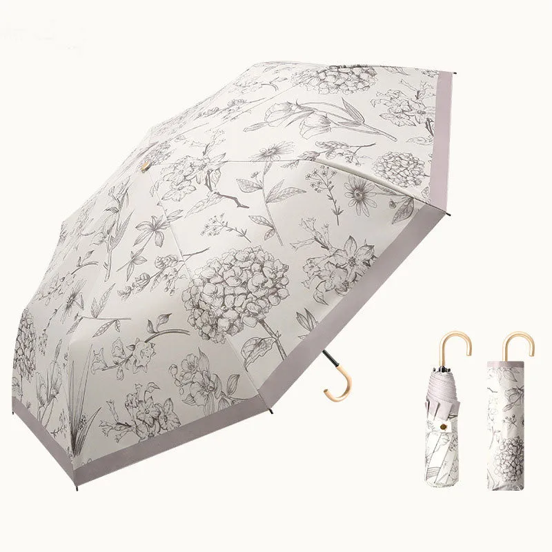 Gilt Small Gold Hook Sunny Umbrella, Sun Protection And Ultraviolet Protection, Sunny Or Rainy Umbrella, Oil Painting Umbrella