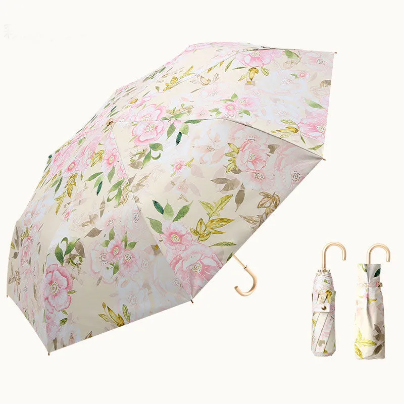 Gilt Small Gold Hook Sunny Umbrella, Sun Protection And Ultraviolet Protection, Sunny Or Rainy Umbrella, Oil Painting Umbrella