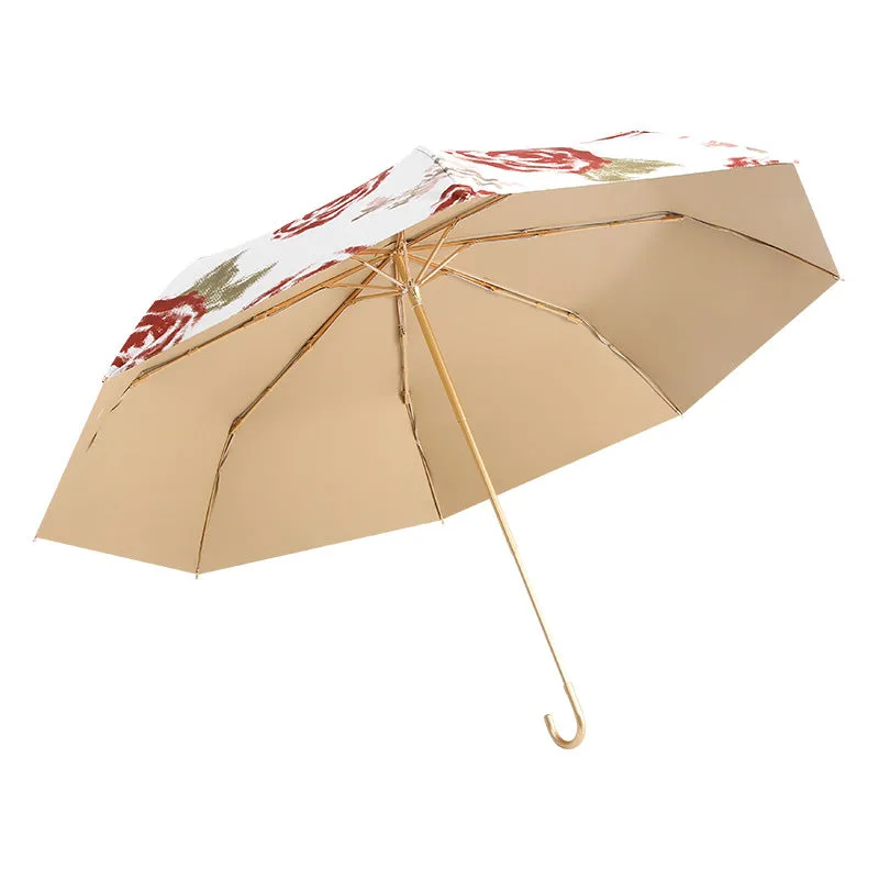 Gilt Small Gold Hook Sunny Umbrella, Sun Protection And Ultraviolet Protection, Sunny Or Rainy Umbrella, Oil Painting Umbrella