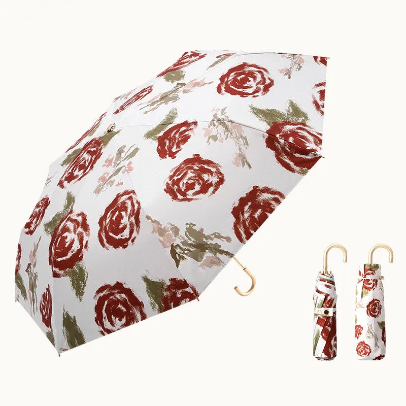 Gilt Small Gold Hook Sunny Umbrella, Sun Protection And Ultraviolet Protection, Sunny Or Rainy Umbrella, Oil Painting Umbrella
