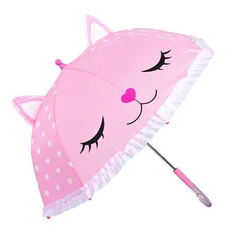 Girl's Pink Kitten Motif 17" Umbrella