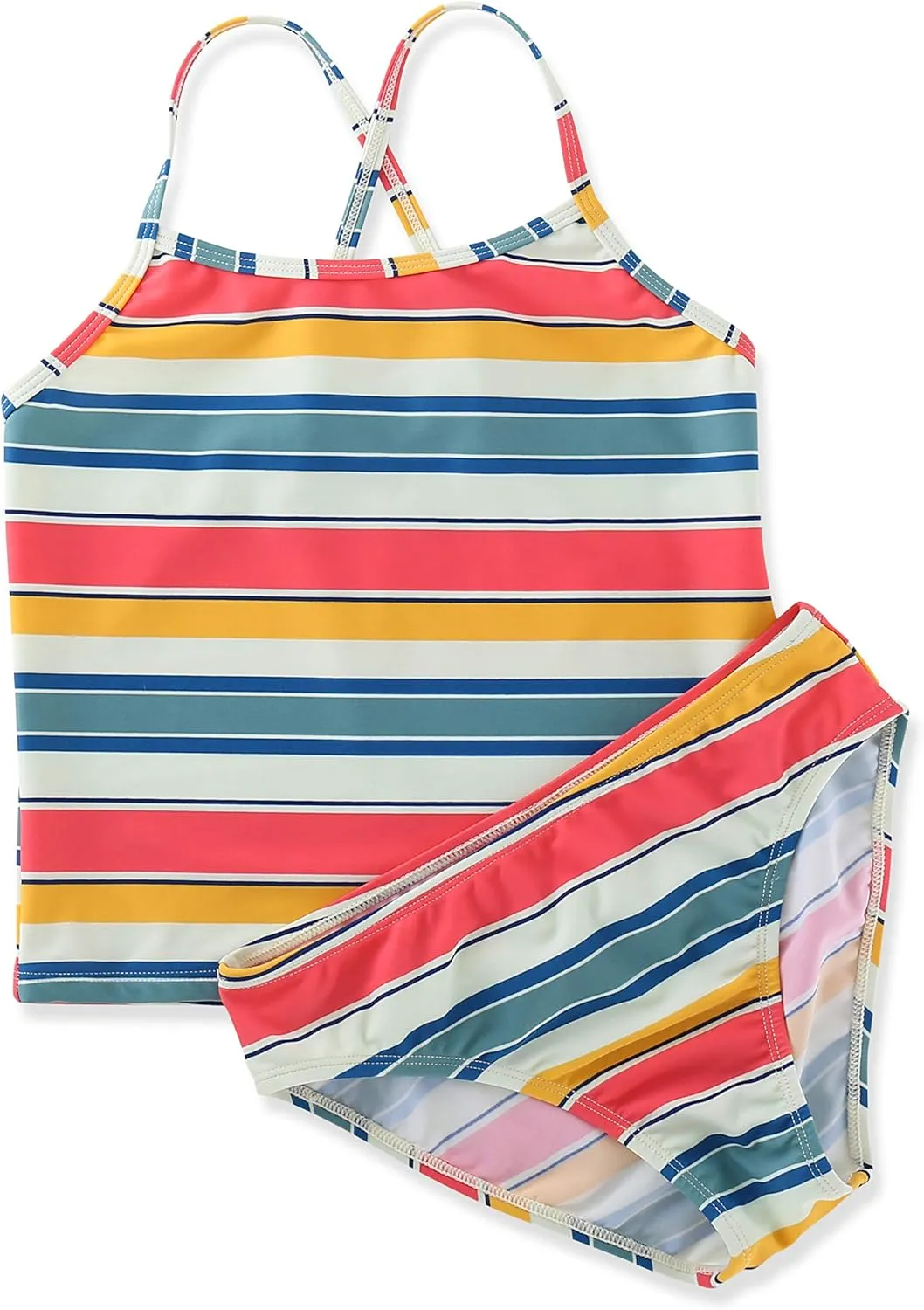 Girls Two Piece Tankini Swimsuit Hawaiian Ruffle Swimwear Bathing Suit Set
