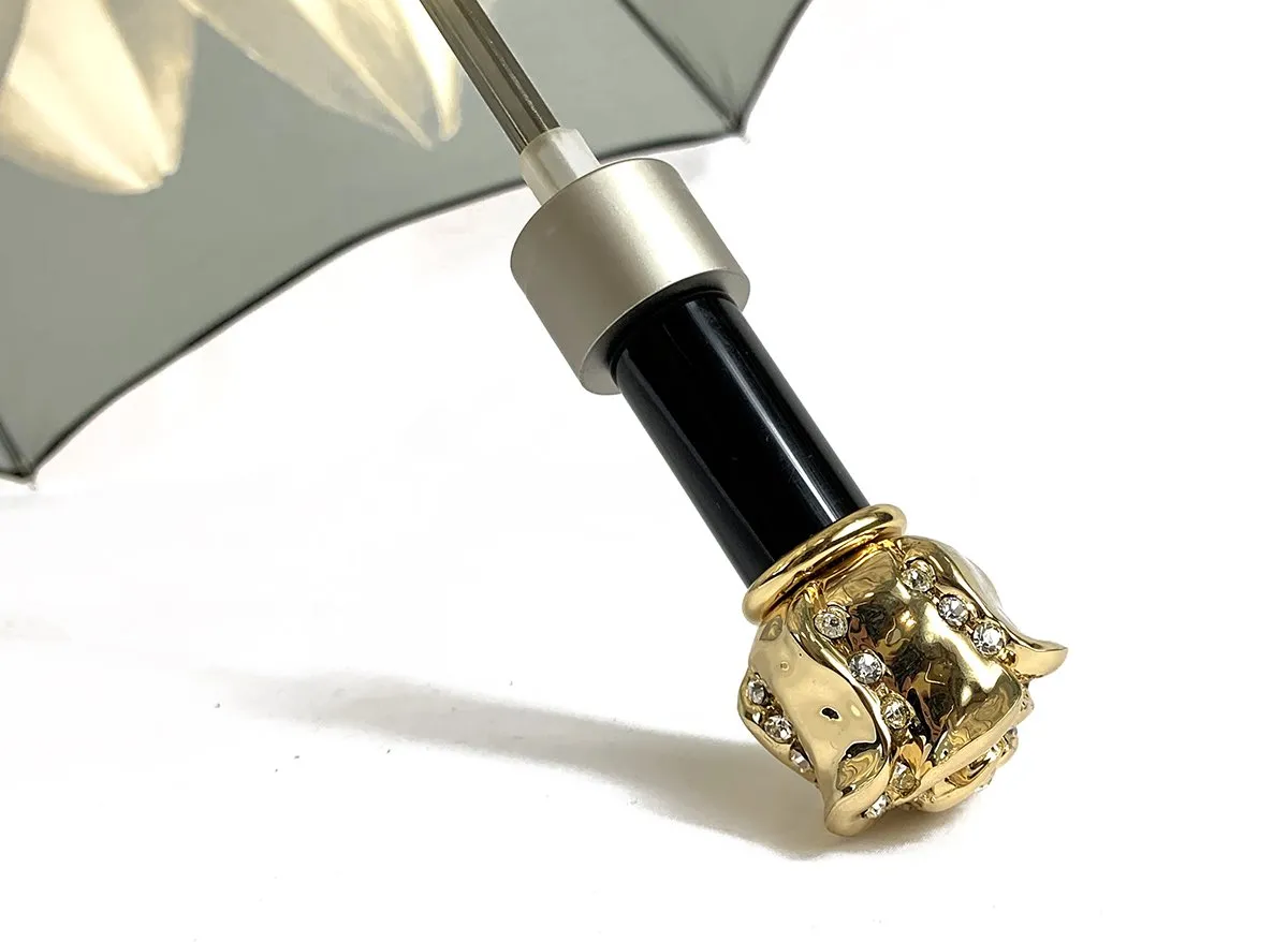 Gold And Brown Dahlia Folding Umbrella