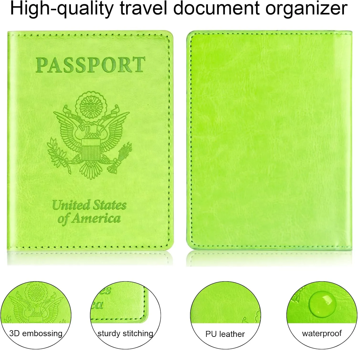 Green & Orange Passport Holder, Cruise Essentials Passport Wallet Cover Case for Family Women Men, Travel Must Haves Passport Book Protector