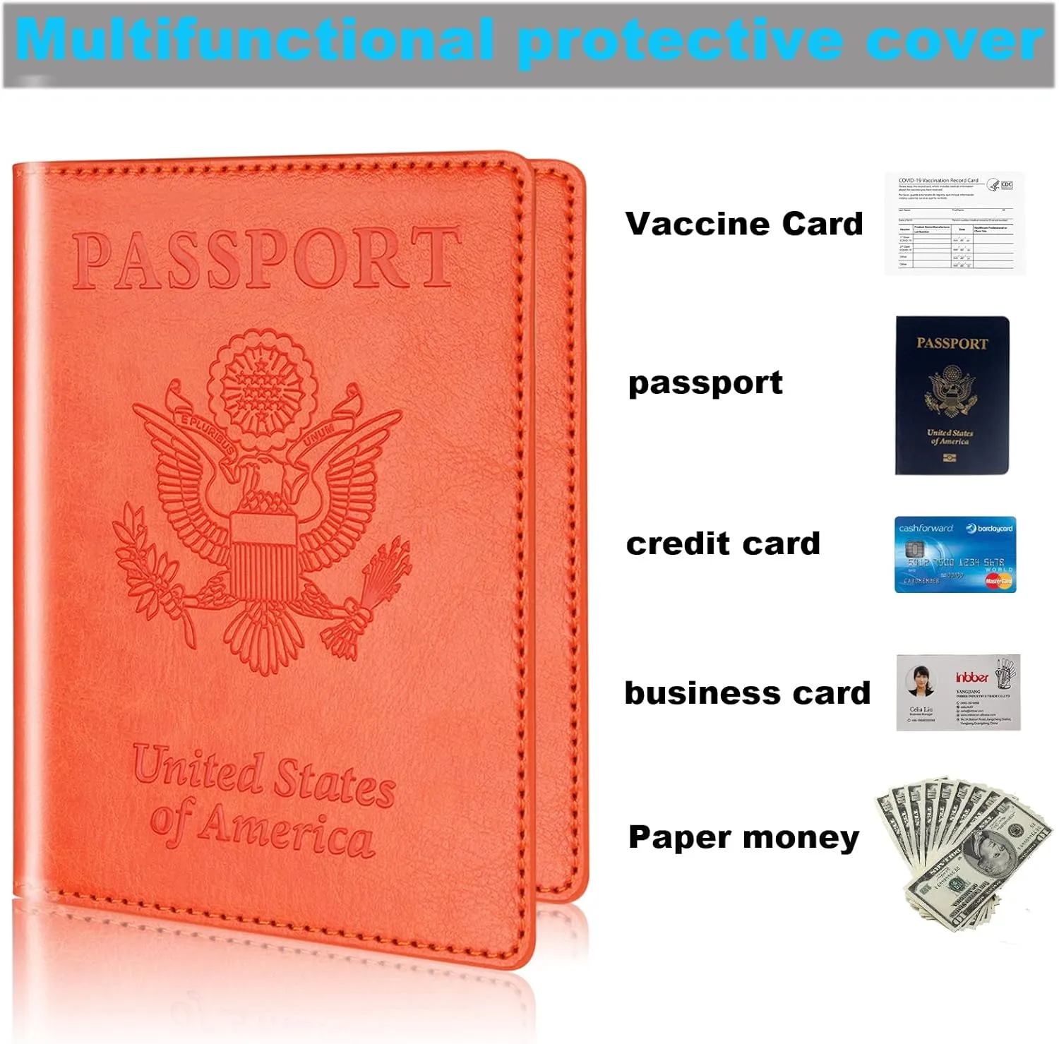 Green & Orange Passport Holder, Cruise Essentials Passport Wallet Cover Case for Family Women Men, Travel Must Haves Passport Book Protector