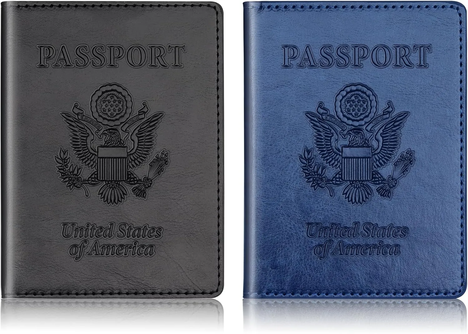 Herain Black & Dark Blue Passport Holder for Travel, Passport Cover Wallet Case 2 Pack Women Men Family Cruise Ship Essentials, Passport Book Holders Travel Vacation Must Haves