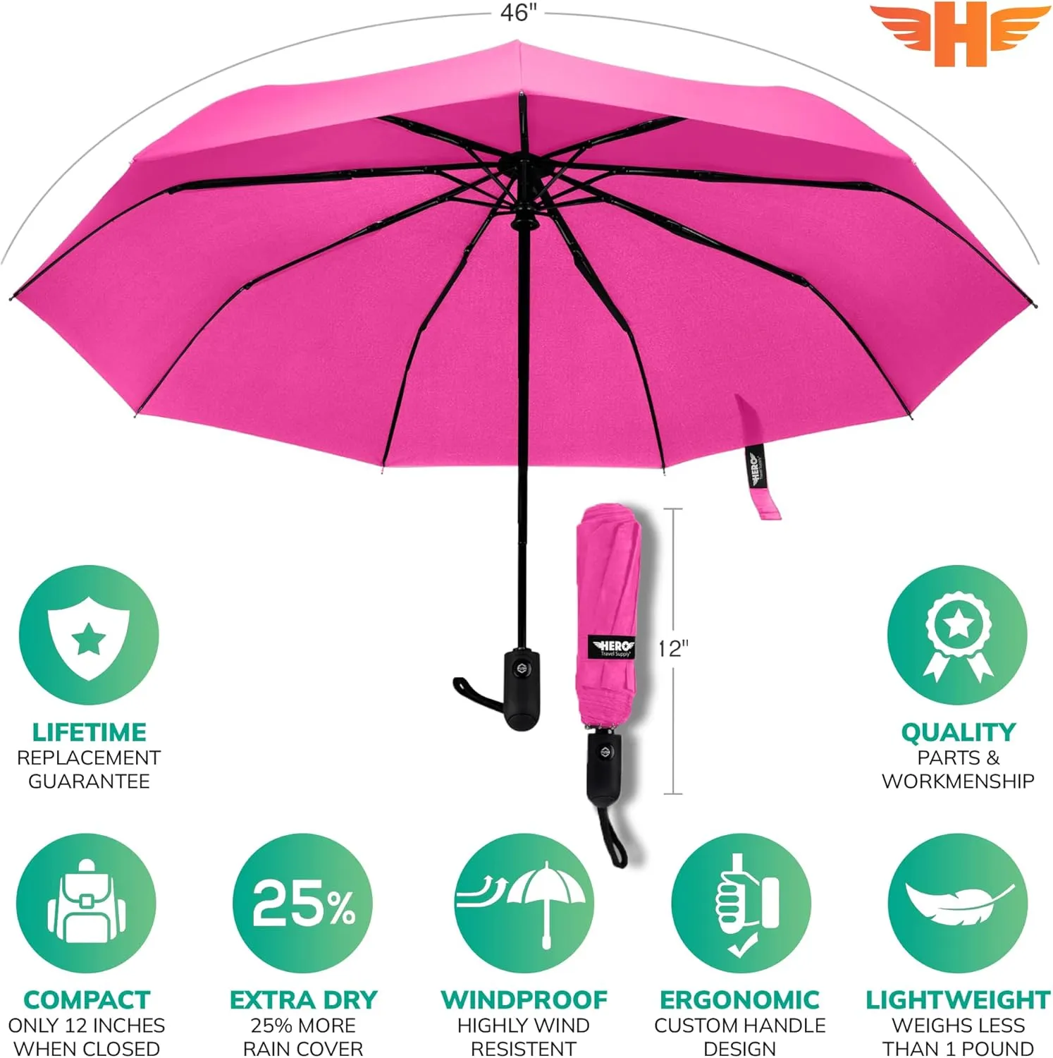 HERO Travel Umbrella ?C Windproof, Compact and Portable