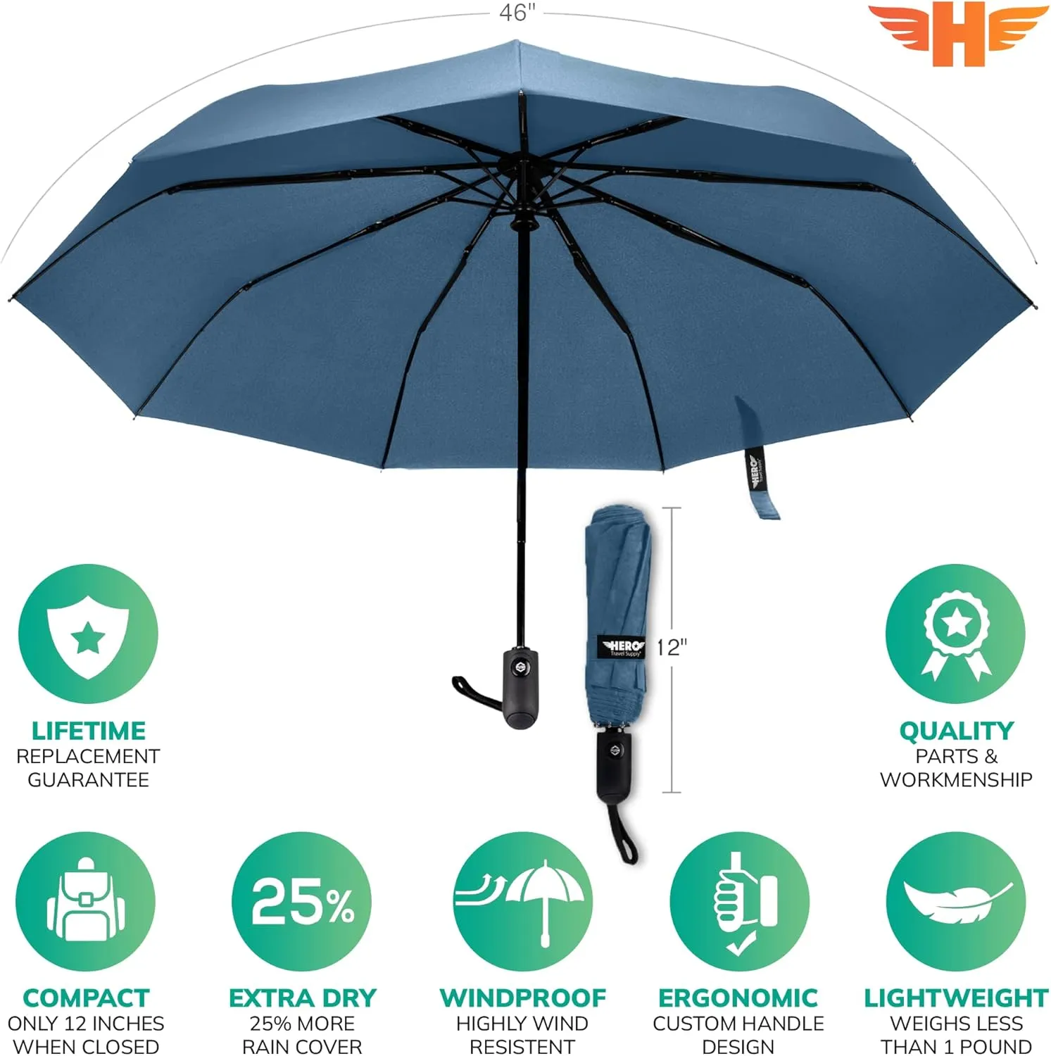 HERO Travel Umbrella ?C Windproof, Compact and Portable