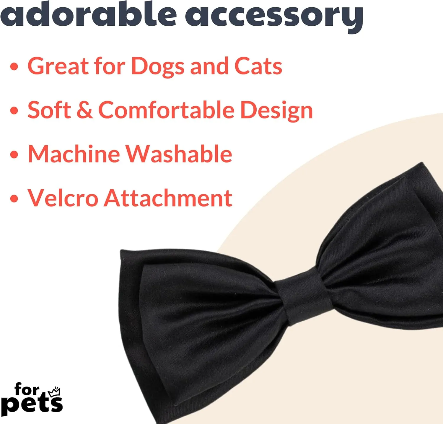 Huxley & Kent Bow Tie for Pets | Black Satin (Small) | Bow Tie Collar Attachment | Fun Bow Ties for Dogs & Cats | Cute, Comfortable, and Durable | H&K Bow Tie
