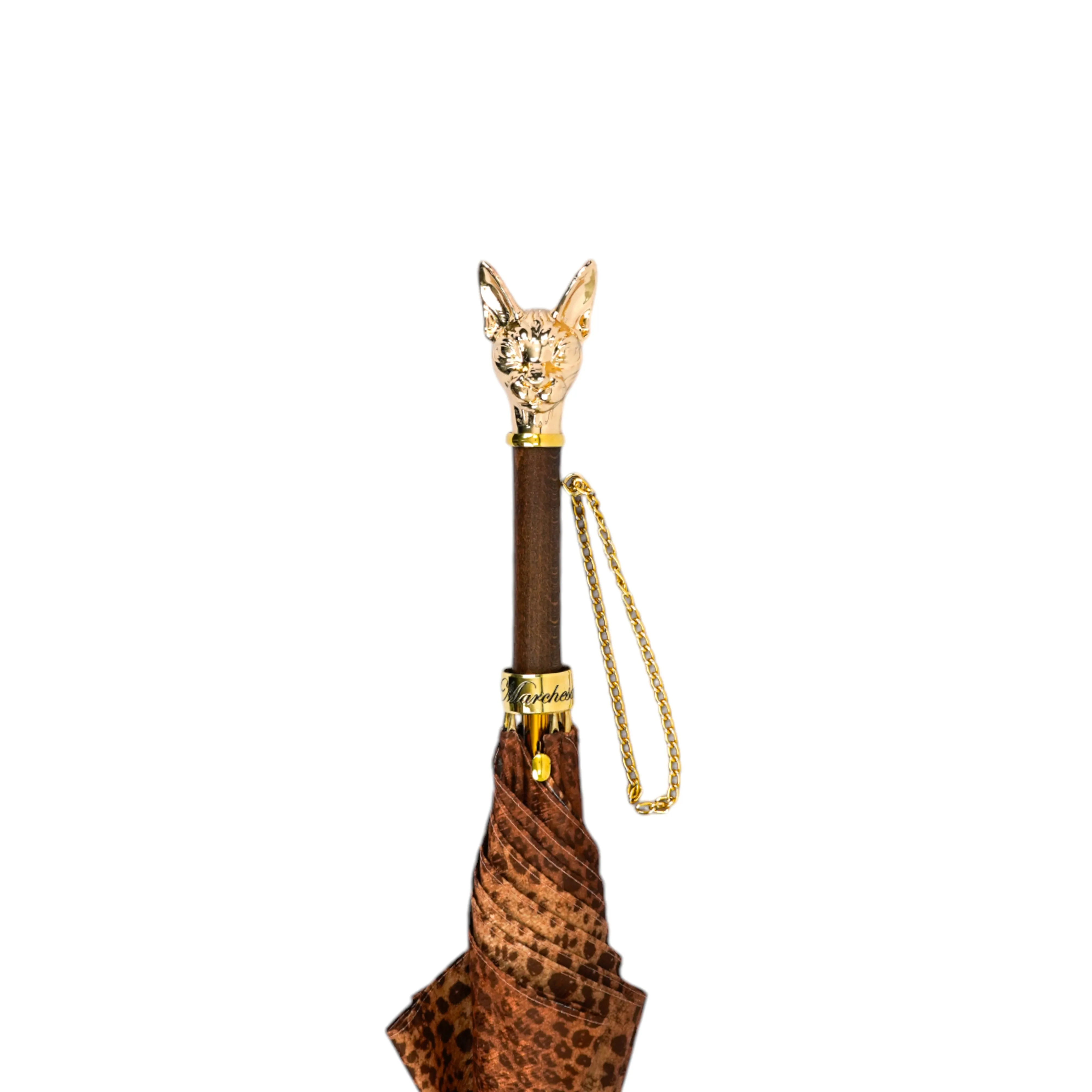 il Marchesato Umbrella with 24K Gold plated Cat Handle