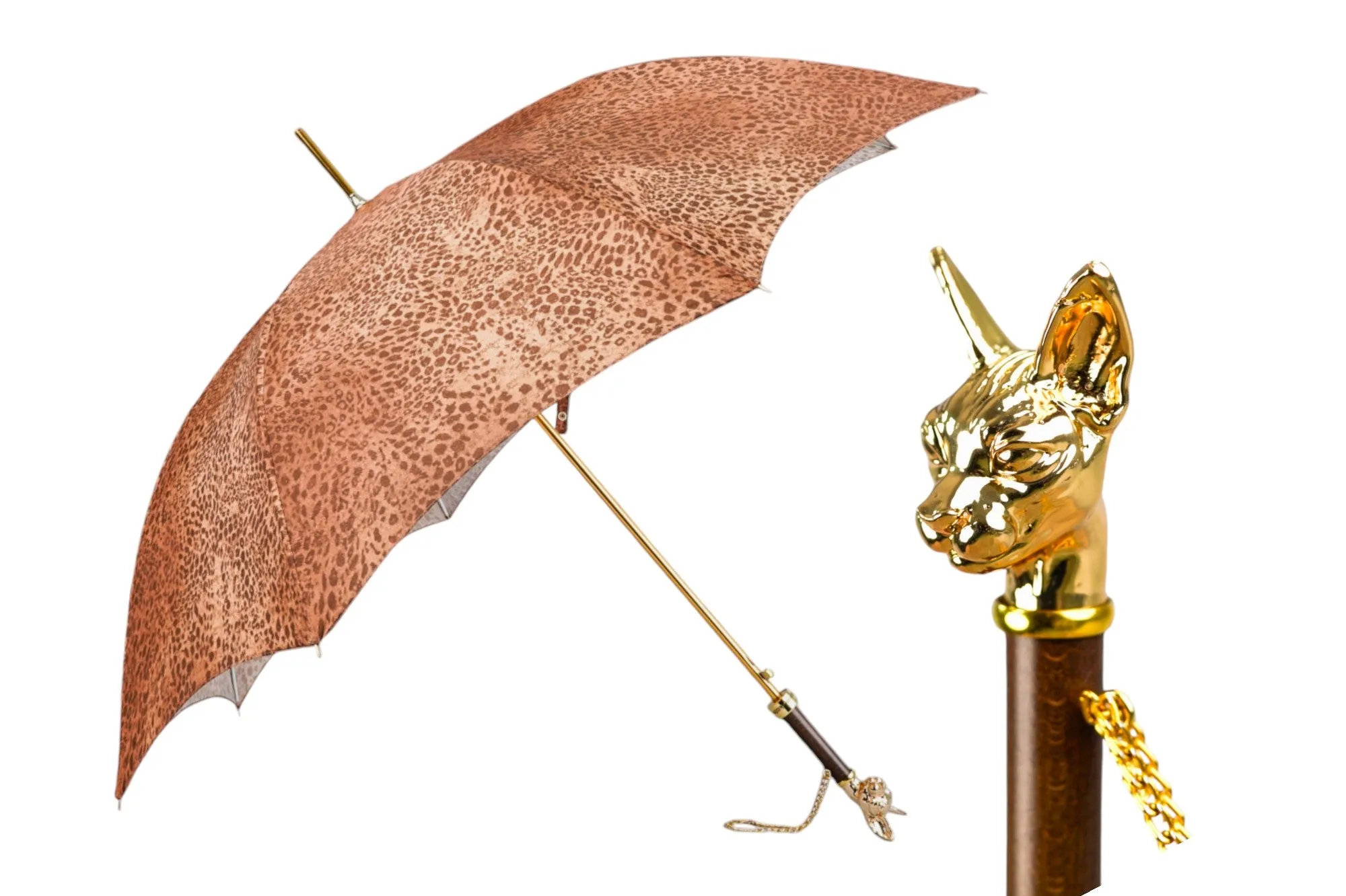 il Marchesato Umbrella with 24K Gold plated Cat Handle