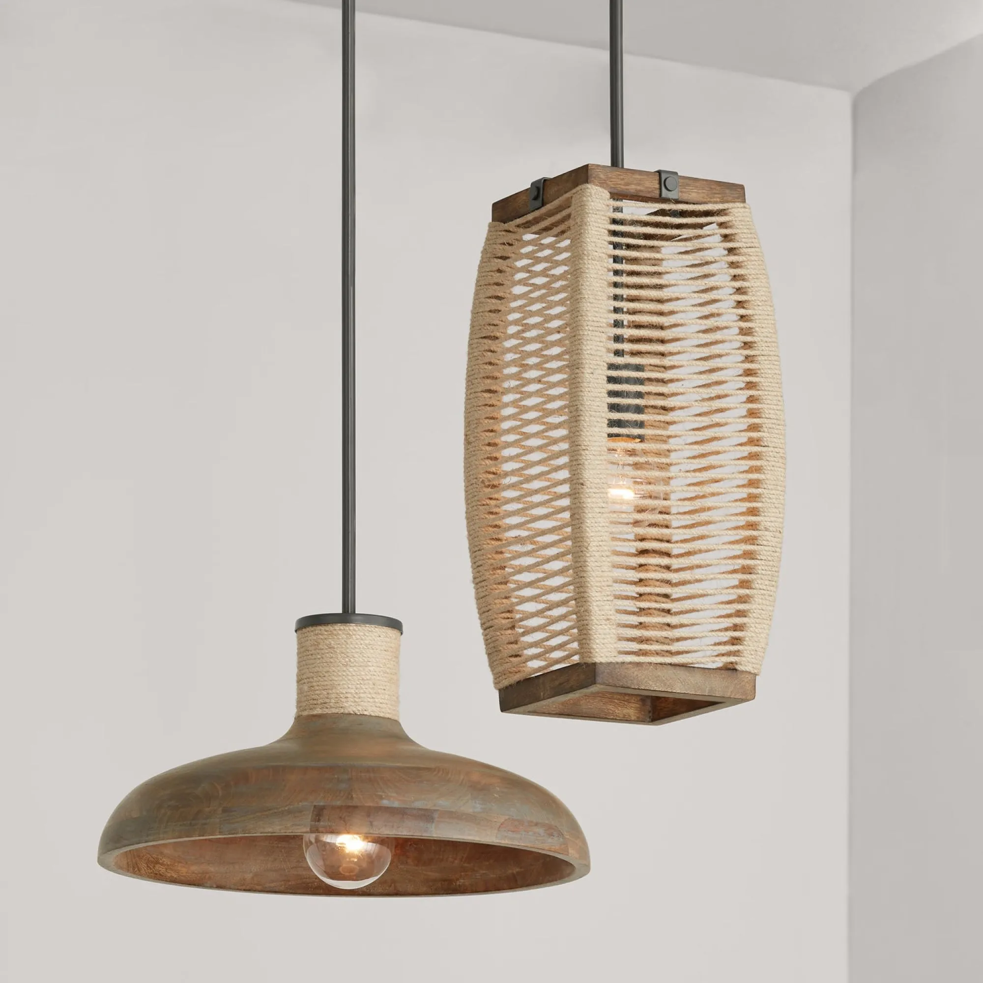 Jacob 1 Light Wood Bell Pendant