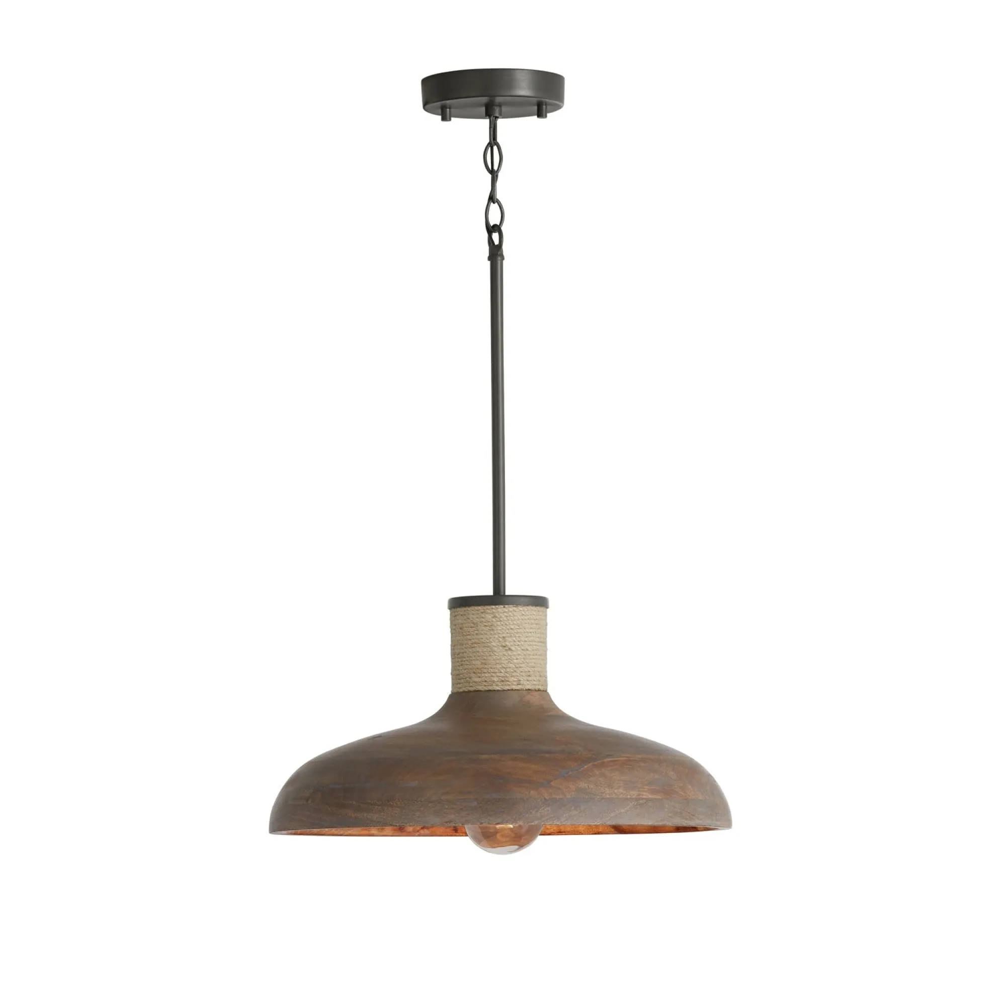 Jacob 1 Light Wood Bell Pendant