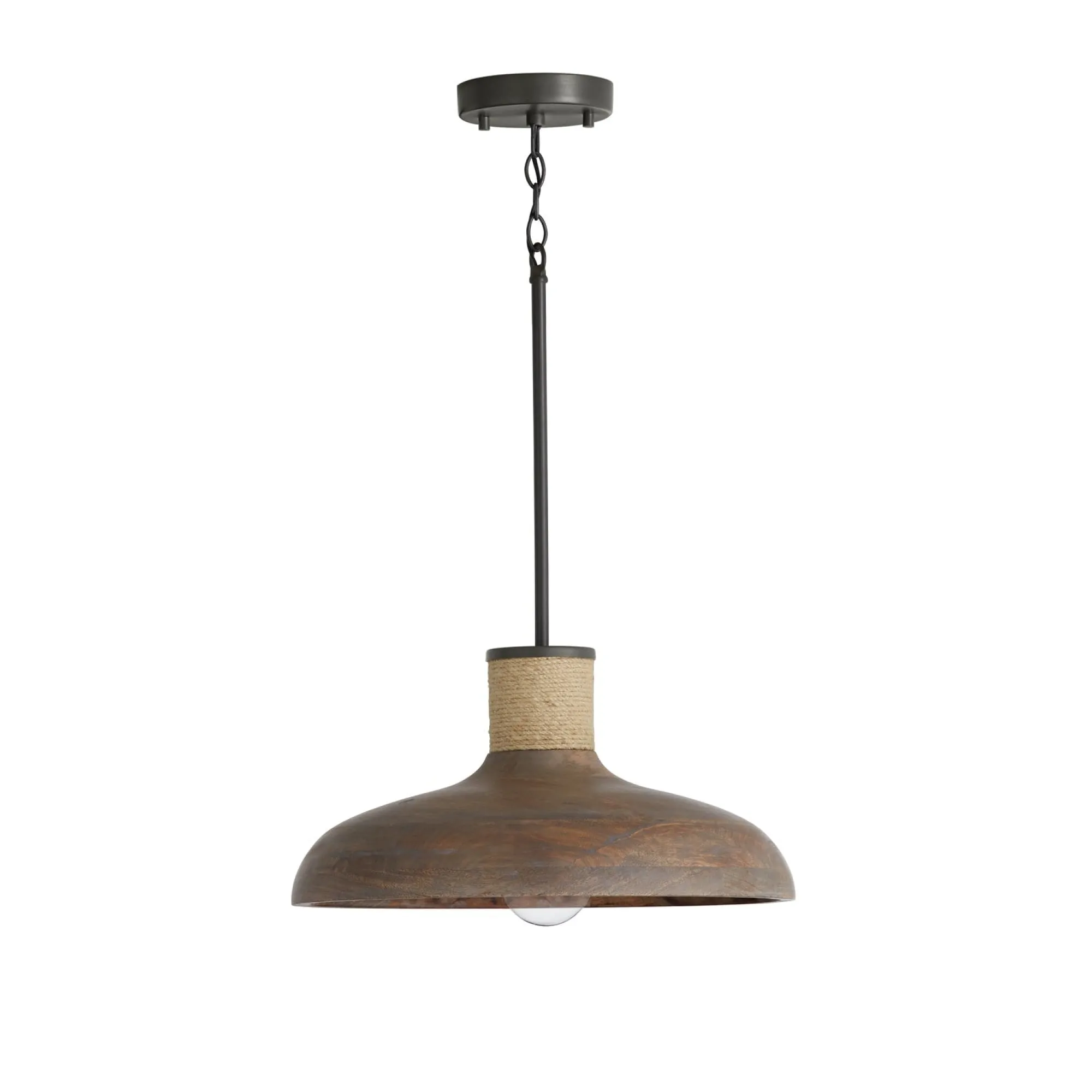 Jacob 1 Light Wood Bell Pendant