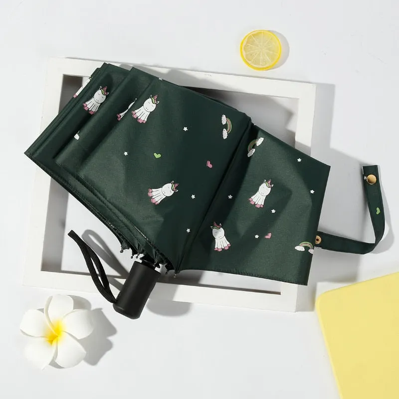 Kids Umbrella Cartoon Unicorn Windproof Automatic Folding Umbrella