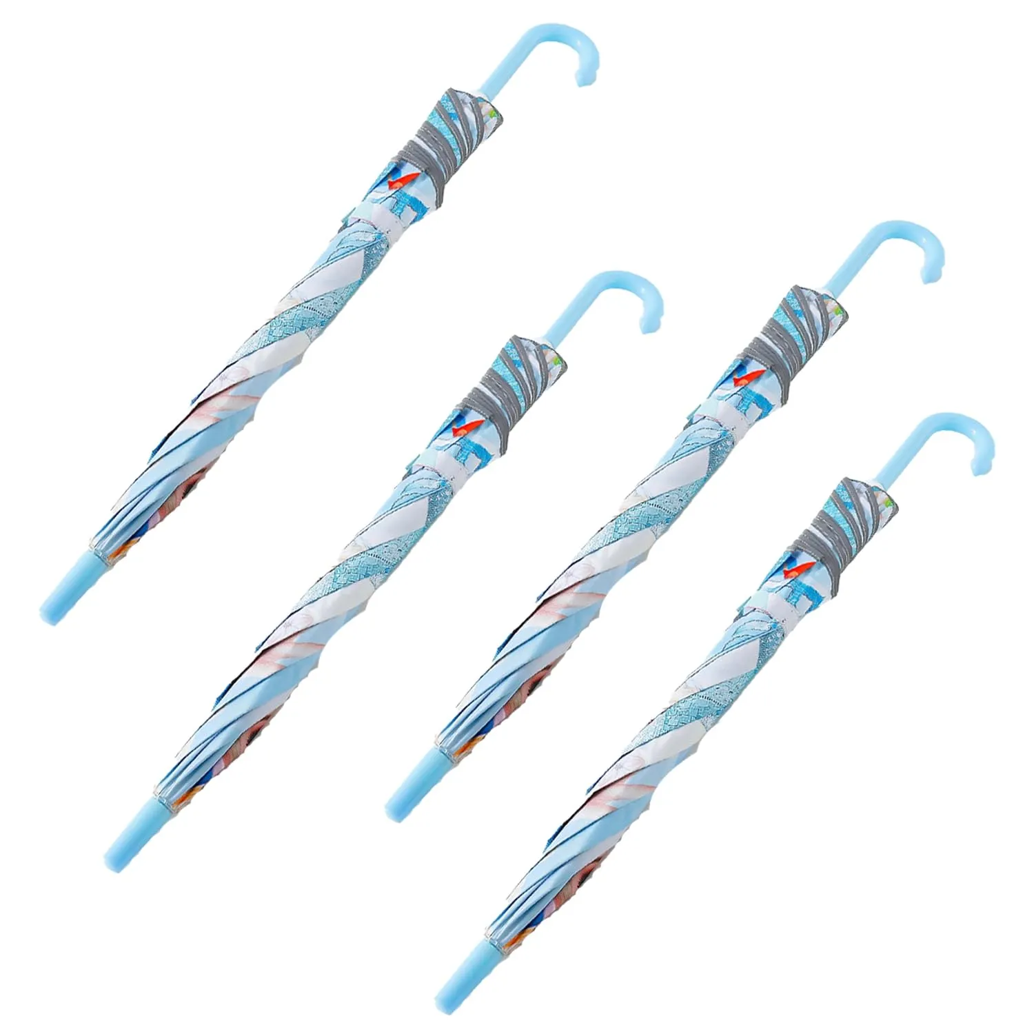 Kuber Industries Disney Frozen Print Umbrella For Kids|Automatic Umbrella For Rain-Pack of 4 (Sky Blue)