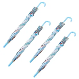 Kuber Industries Disney Frozen Print Umbrella For Kids|Automatic Umbrella For Rain-Pack of 4 (Sky Blue)