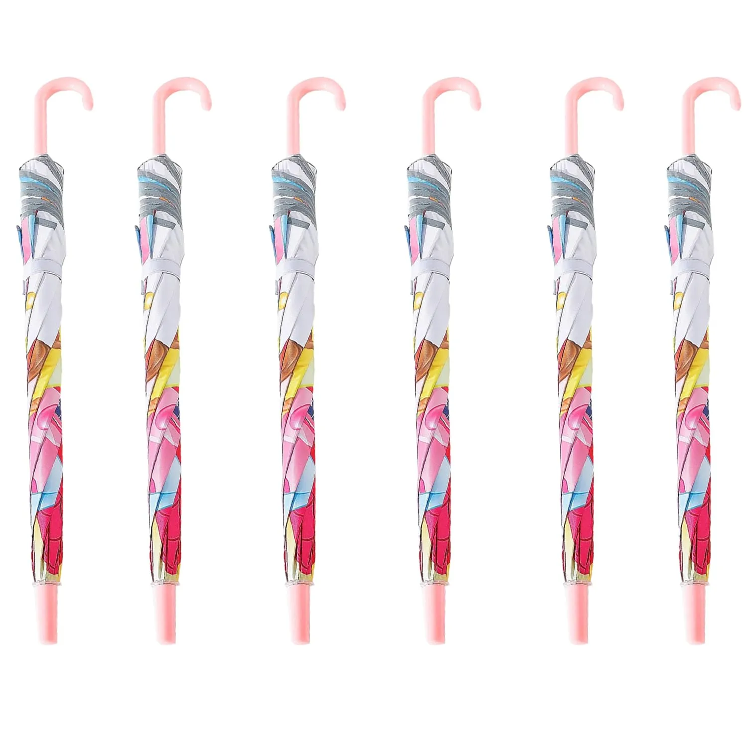 Kuber Industries Disney Princess Print Umbrella For Kids|Automatic Umbrella For Rain-Pack of 6 (Multi)