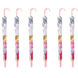 Kuber Industries Disney Princess Print Umbrella For Kids|Automatic Umbrella For Rain-Pack of 6 (Multi)