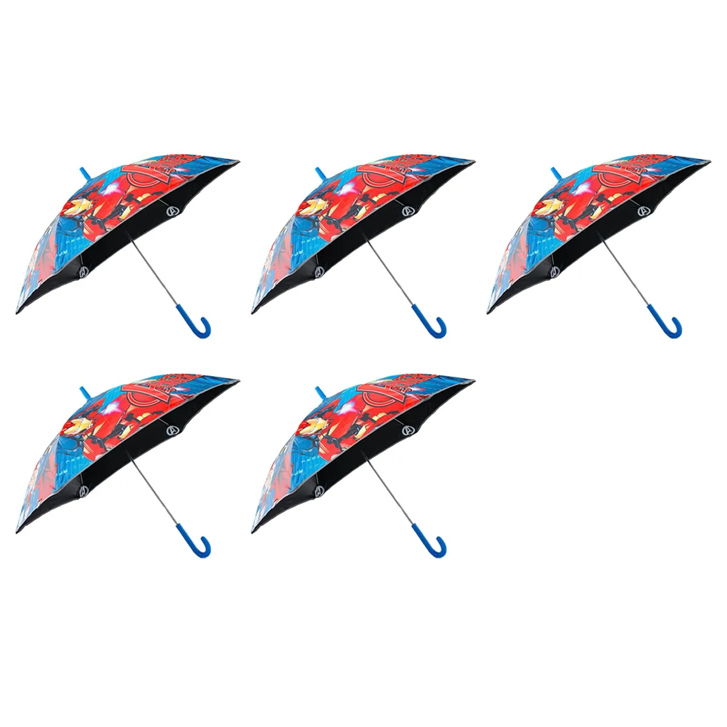 Kuber Industries Marvel Avangers Print Umbrella For Kids|Automatic Umbrella For Rain (Multi) (Pack Of 5)