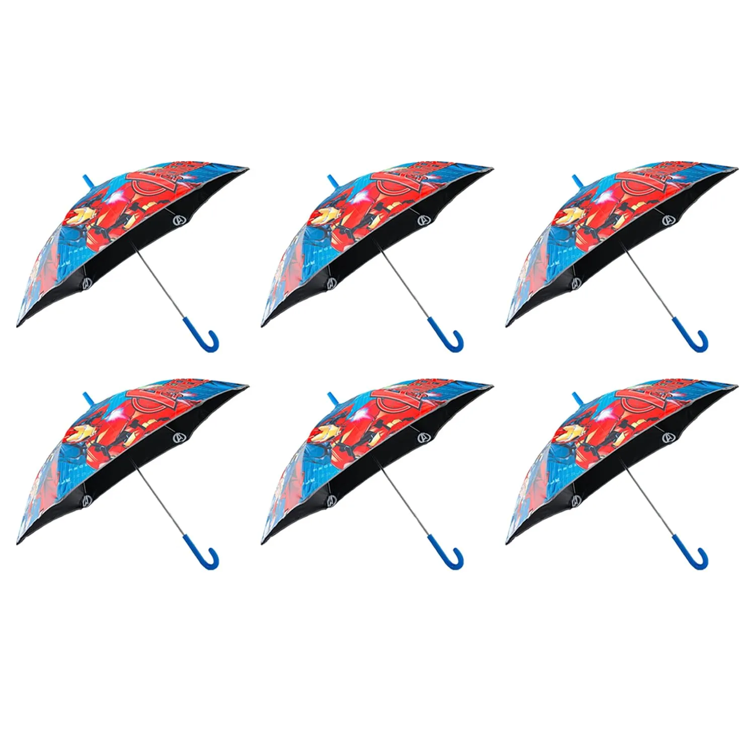 Kuber Industries Marvel Avangers Print Umbrella For Kids|Automatic Umbrella For Rain (Multi) (Pack Of 6)
