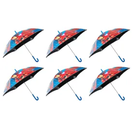 Kuber Industries Marvel Avangers Print Umbrella For Kids|Automatic Umbrella For Rain (Multi) (Pack Of 6)