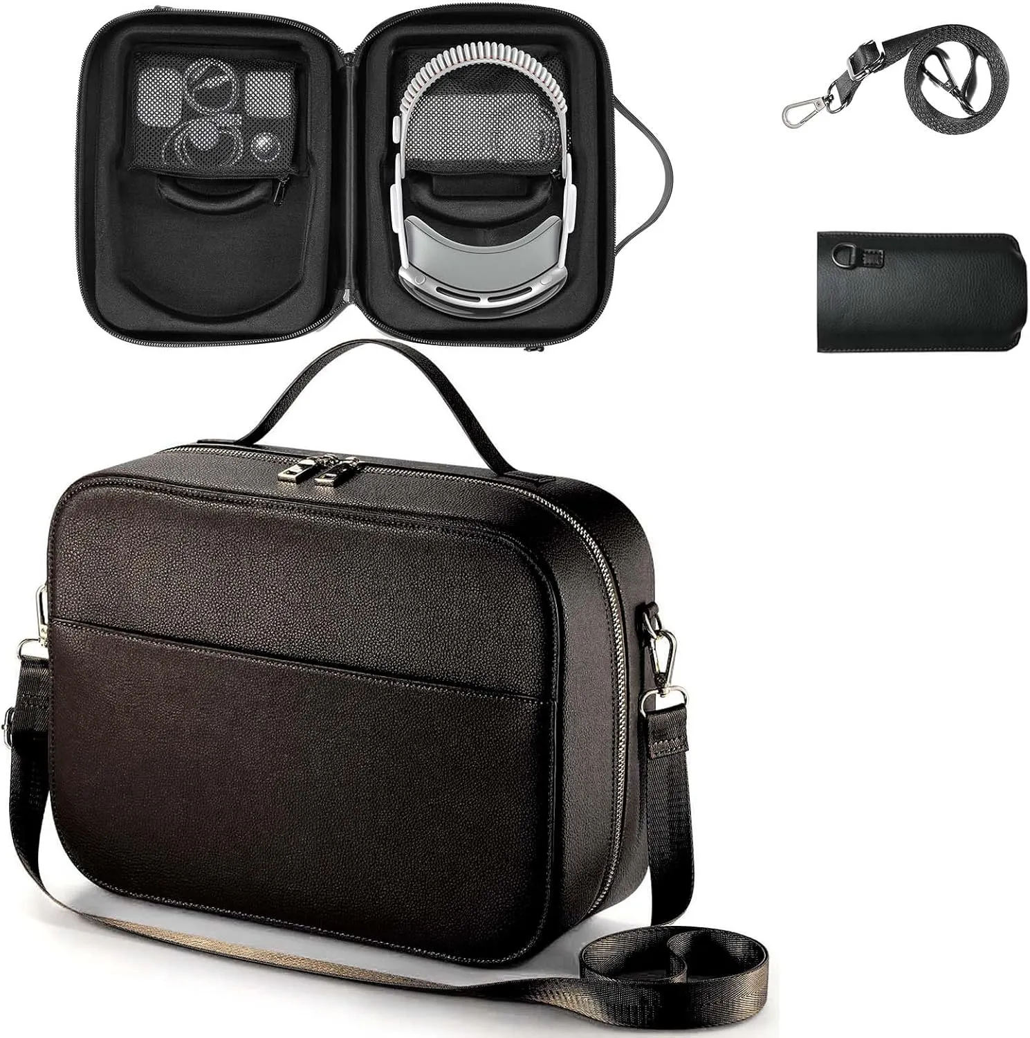 Leather Carrying case for Apple Vision Pro - Hard Shell Protection for Apple Vision Pro AccessoriesSuitable for Travel and Home StorageVR WaterproofComes with a Power Bank Storage Bag.