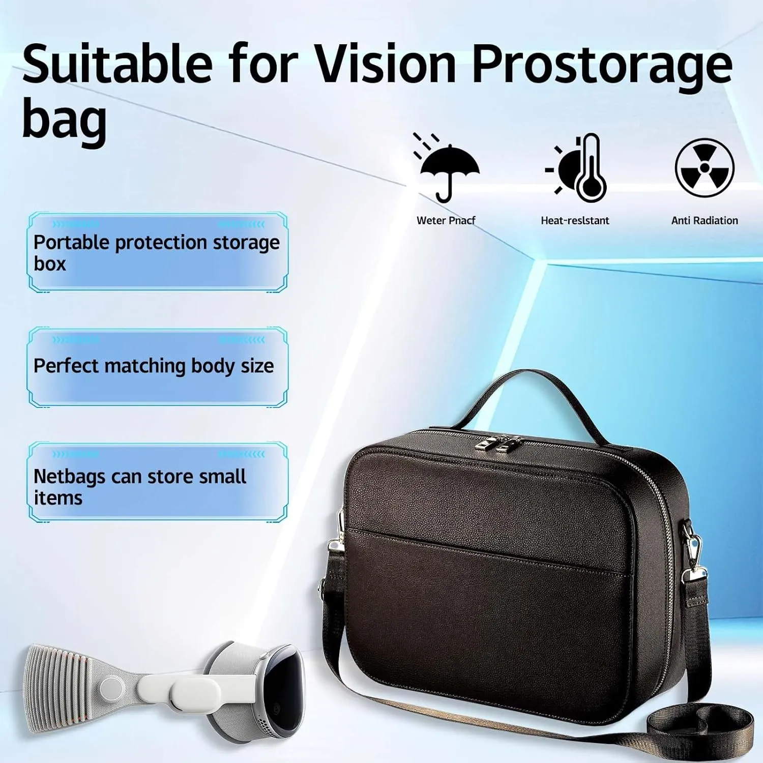 Leather Carrying case for Apple Vision Pro - Hard Shell Protection for Apple Vision Pro AccessoriesSuitable for Travel and Home StorageVR WaterproofComes with a Power Bank Storage Bag.
