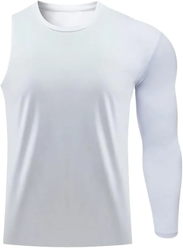 Men's Athletic Single Sleeve One Arm 1/2 Compression Shirt Sports Tight Base Layer Workout Underwear Active