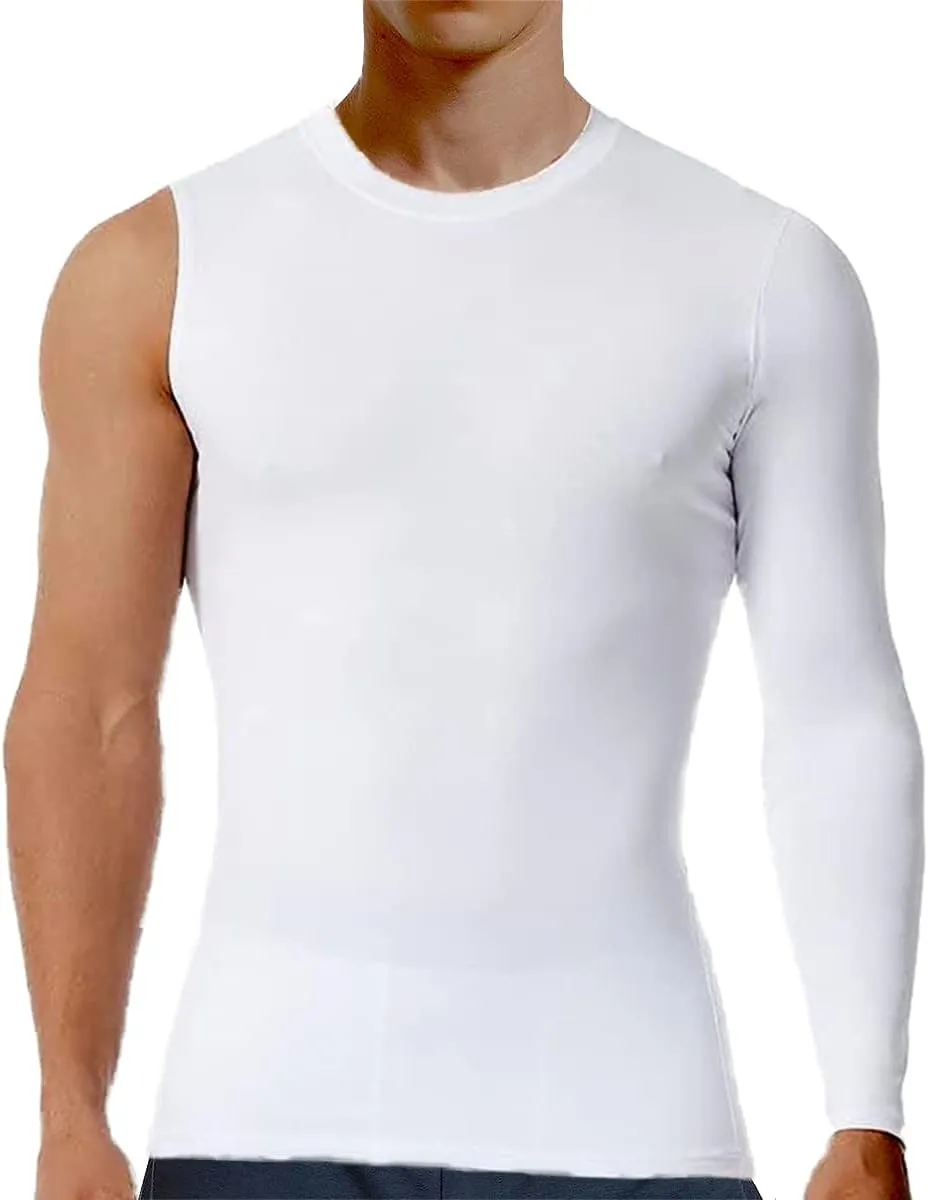 Men's Athletic Single Sleeve One Arm 1/2 Compression Shirt Sports Tight Base Layer Workout Underwear Active