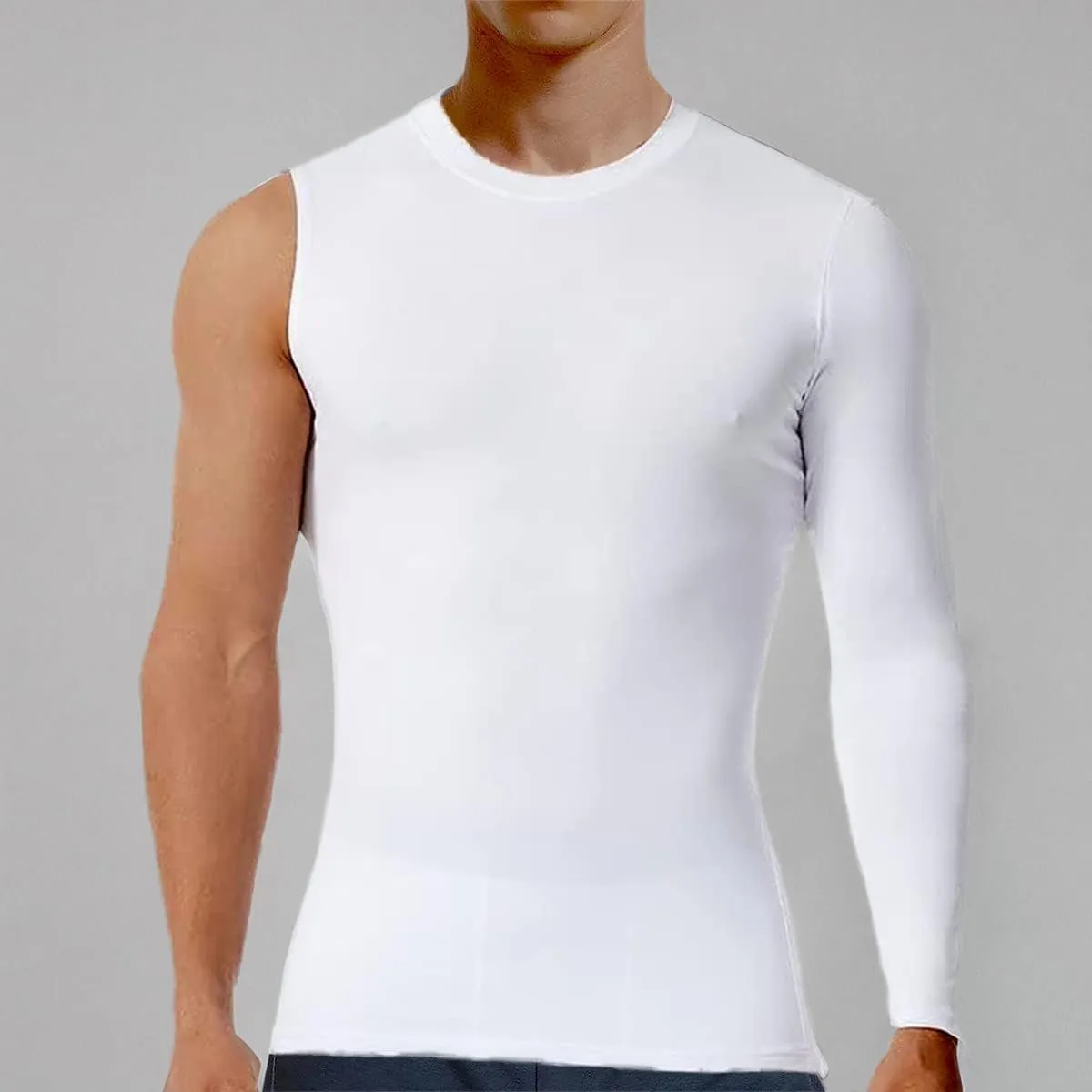 Men's Athletic Single Sleeve One Arm 1/2 Compression Shirt Sports Tight Base Layer Workout Underwear Active