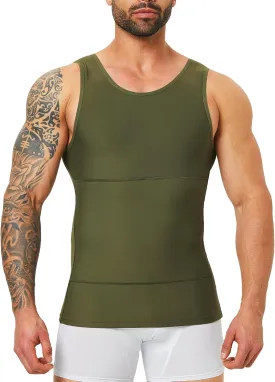 Mens Body Shaper, Compression Shapewear Vest Slimming Undershirt Tank Top, Tummy Control Chest, Hide Gynecomastia