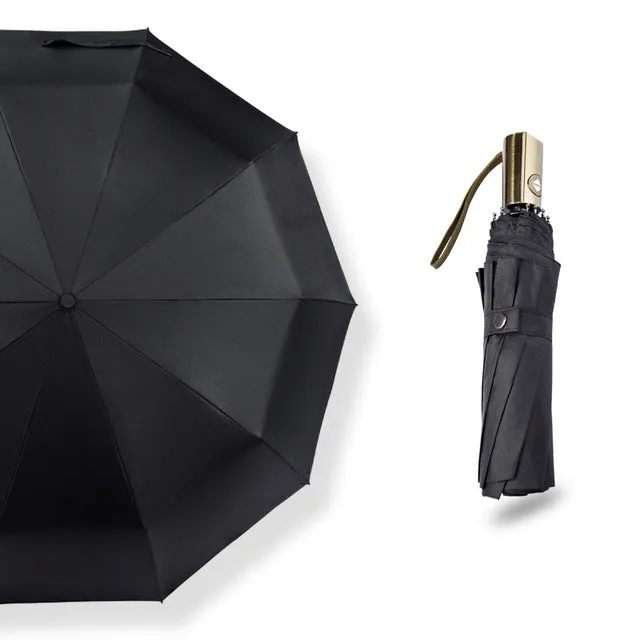 MUERHUA New Luxury Automatic Three Folding Male Commercial Compact Large Strong Frame Windproof Umbrellas Business 10K Parasol